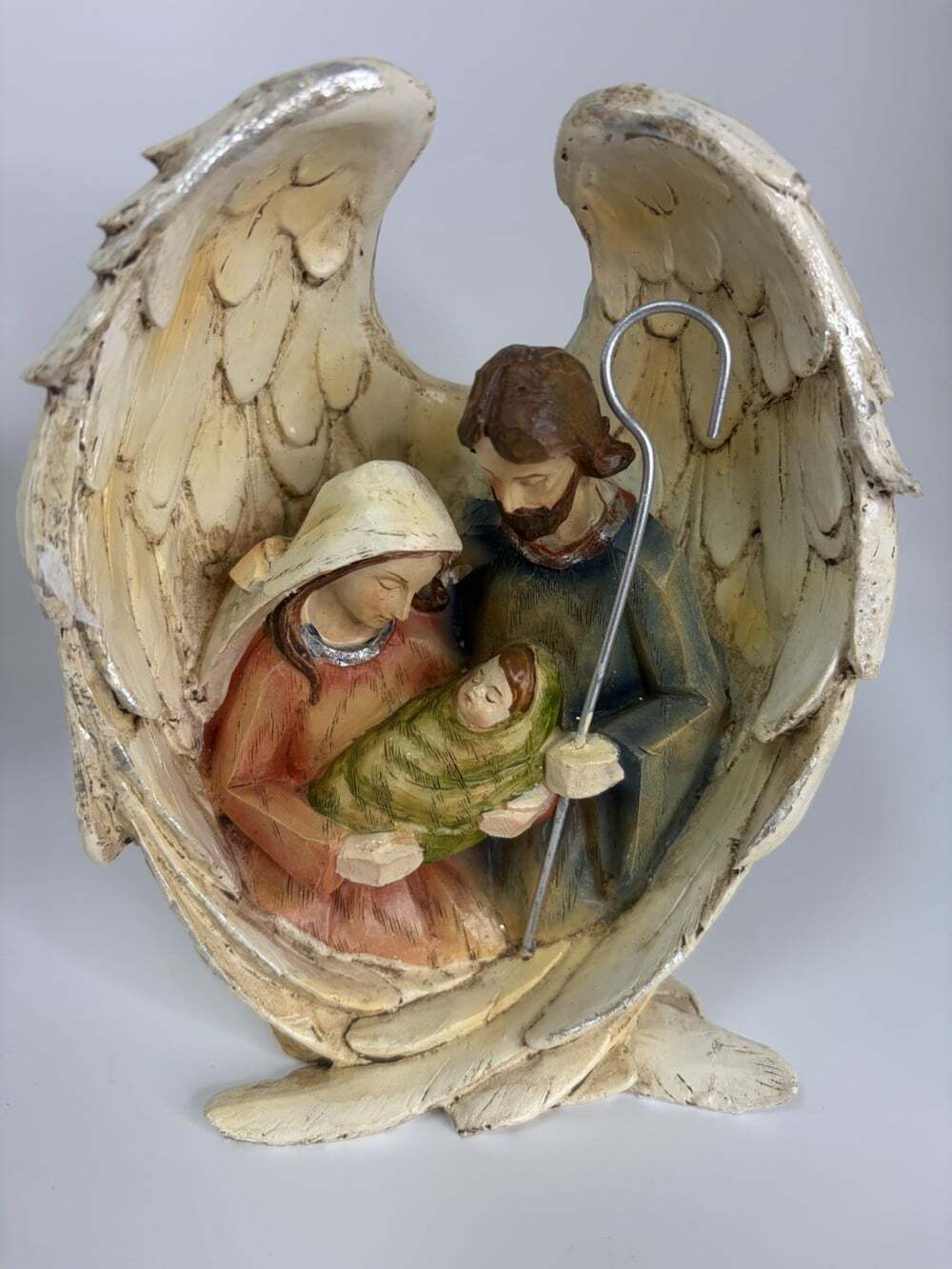 Angel Wings Holy Nativity Scene 6.25”x5”Resin, Christmas, Baby Jesus